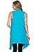 Women's Solid Color Sleeveless Asymetric Hem Open Front Cardigan (TURQUOISE, XL)