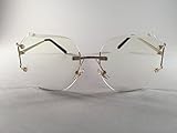 OVERSIZE RIMLESS CLASSIC VINTAGE RETRO Style EYE GLASSES Gold Frame