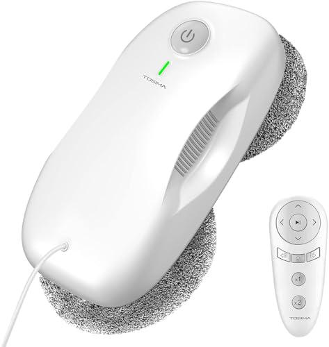 Tosima W2 Robot Limpiacristales, Limpieza Automática con Planificación Inteligente de Rutas, Potencia de Succión 3800Pa, Tecnología de Detección de Bordes, Control Remoto, Blanco