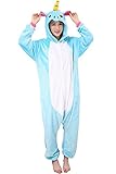 ZEAYEA Adult Animal Kigurumi Unicorn Cosplay Costume Pajamas Aqua Blue M