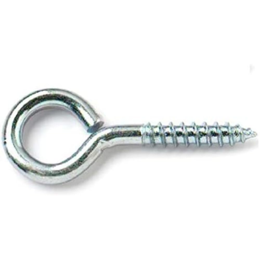 Merriway BH07287 (100 Pcs) Screw-In Eyes, BZP Steel 40 mm (1.1/2 Inch) - Pack of 100 Pieces