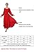 BUENOS NINOS Women's Long Sleeve Crew Neck Loose Chiffon Long Maxi Dress with Belt Red XL