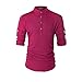 Keybur Beloved Mens Henley Neck Long Sleeve Popover Daily Look Linen Shirts