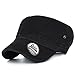 ililily Simple Plain Solid Color Washed Cotton Military Cadet Flat Top Army Cap