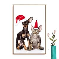 Framed Canvas Wall Art Christmas Santa Claus Canvas Prints Home Artwork Decoration for Living Room,Bedroom - 16x24 inches