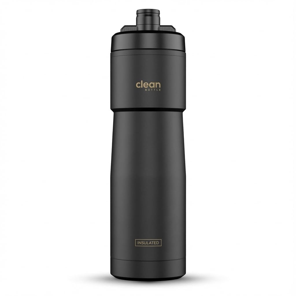 Bike Water Bottles | Insulated Bike Water Bottle | Easy Clean Nozzle, Easy Squeeze | Cycling Mountain Fitness Water Bottle | Gym Sport Bottle | (Black, Sport 23)