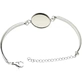 SHUNAE 10pcs Stainless Steel Bangle Settings 20mm Round Cabochon Resin Bracelet Blank Base Trays Bracelets diy Making