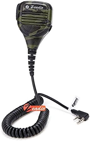 Zeadio ZP-AMC005 Waterproof Camouflage Handheld Speaker Microphone for 2 PIN Kenwood Baofeng Walkie Talkie Radio TH-F6A TK-260 LT-3260 PX-888 KG-669 PLUS TG-UV TC-2100 BF-490 UV-5RE Plus Etc.