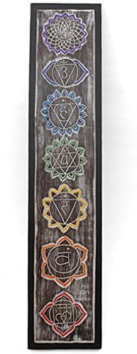 Handmade Beautiful Wooden Chakra Plaque Wall Hanging Sign - Seven Chakra Symbols - Fair Trade