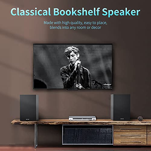 BESTISAN Altavoces de Estantería Modernos con Bluetooth 5.0, 2.0 Canales, 4 Pulgadas, Negro