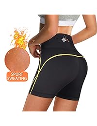 Rolewpy Neoprene Sauna Sweat Shorts for Women Weight Loss Workout Thigh Pants with Pocket Slimming Hot Thermo Sport Capris