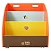 labebe Orange Pine Wood Kid Bookshelf with Wheels, Rustic Modern Style, Unisex, Portable Book Storage