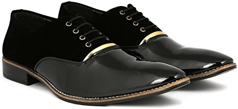 Denill Designer Men's Black Patent Leather with Velvet Matching Shoes Formal Wear Office Wear