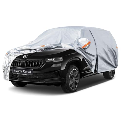 Kayme Waterproof Breathable Cover for Skoda Karoq (2017-2025) 6 Layers Full Car Cover Rain Sun Dust Scratch Protection with Reflective Strips