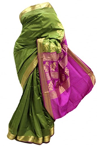 ASB3447 Olive Green and Purple Art Silk Saree