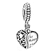 925 Sterling Silver I Love You to The Moon & Back Heart Dangle Openwork Charms Bead for Pandora Bracelets