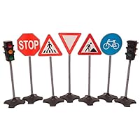 MMP Living Toy Traffic Light & Road Sign Deluxe Play Set - 2 Traffic Lights + 5 Road Signs, Over 2 feet Tall