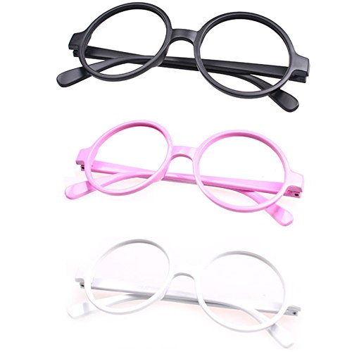 Set of 3 FancyG® Retro Geek Nerd Style Round Shape Glass Frame NO LENSES SET103
