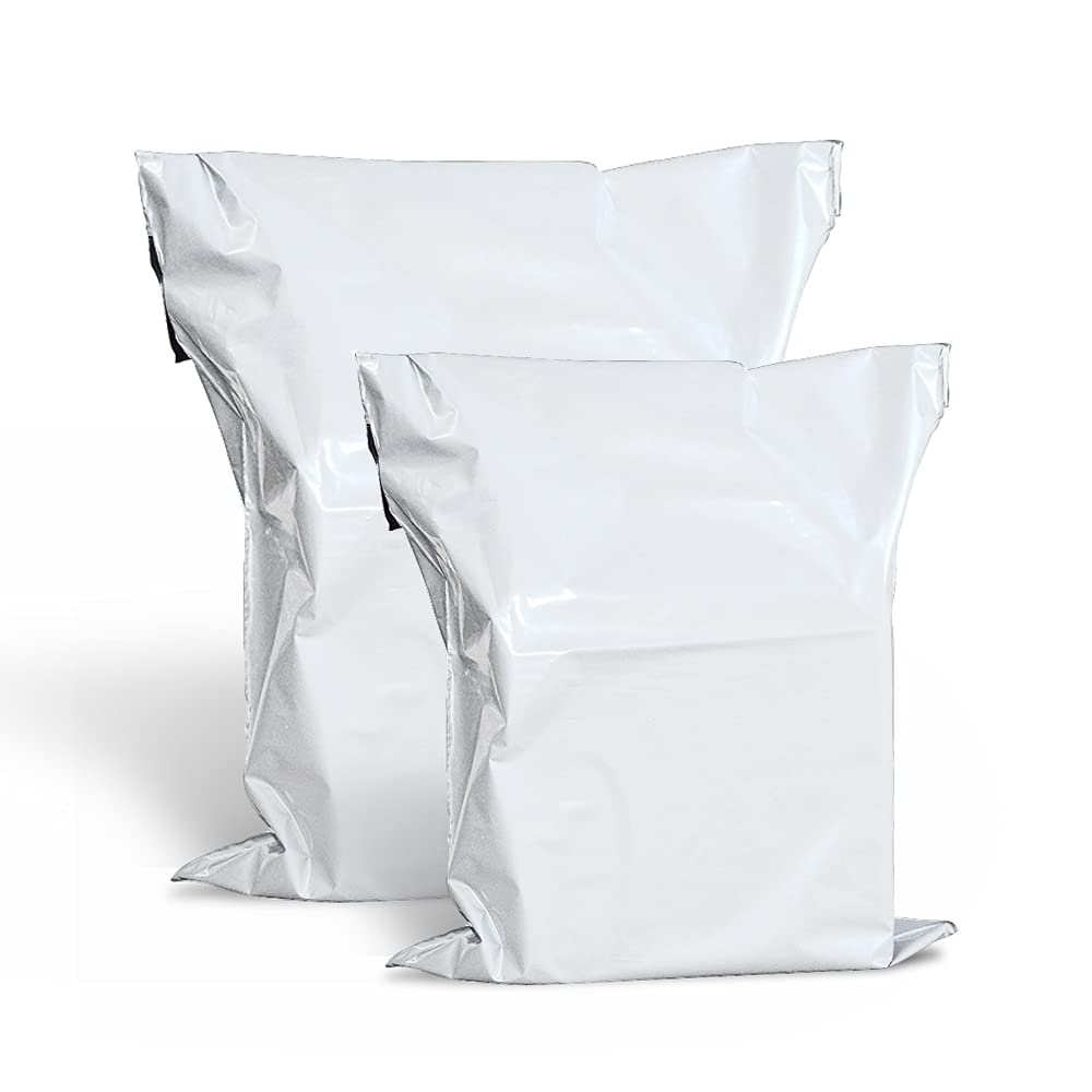 AKAR Mixed Extra Strong Polymailers Self Seal Parcel Bags Small to Large Mailing Postage Packaging Assorted Mailers (White, 10x14" & 12x16" - 25 Each)