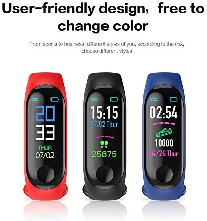 M3 Smart Watch Color Screen Smart Bracelet Heart Rate Monitor Blood Pressure Fitness Tracker Smart Wristband for Men (red)