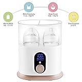 Babebay Baby Bottle Warmer, Deluxe Bottle Sterilizer & Smart Thermostat 4 in 1, Evenly Warm Breast Milk or Formula, Real-time Temperature,LCD Monitor,Fast Heating [2018 Most Genius Gifts]