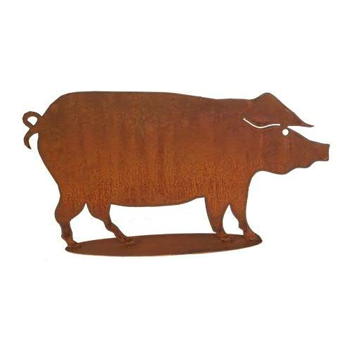 Klocke Edelrost Dekor Garden Figurine: Medium Pig - Metal Pig with Patina Finish - Height 40 cm, Width 65 cm - Brown
