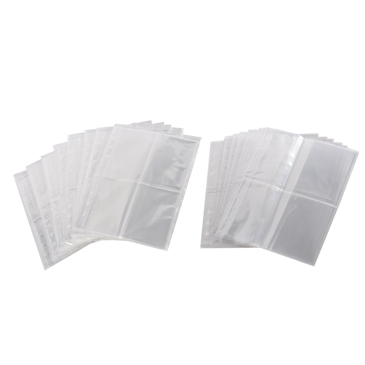 ACOLY 100pcs 400 Pockets A5 Trading Card Sleeves – 4-Pocket Transparent, Double-Sided Protection for Postcard Storage, Photos, Brochures, Photo Cards
