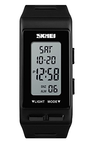 Fashion Women Outdoor Sport Digital Wrist Watch Ladies Waterproof Week Display Watch Casual Women Clock (Black)