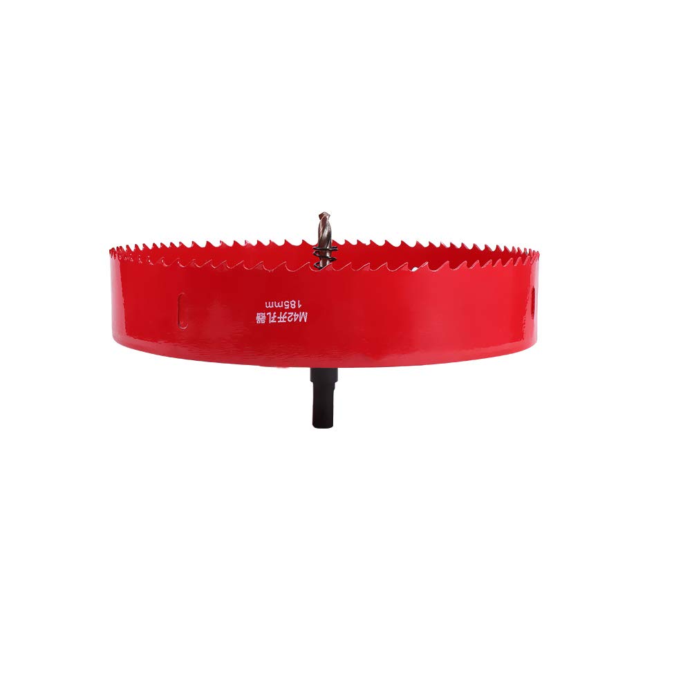 Utoolmart 185mm Bi-Metal Hole Saw M42 High Speed Steel Holesaw Blade 25mm Cutting Depth Opener Cutter Drill Bit with Triangular Handle for Wood Sheet Metal Plastic Fiberboard