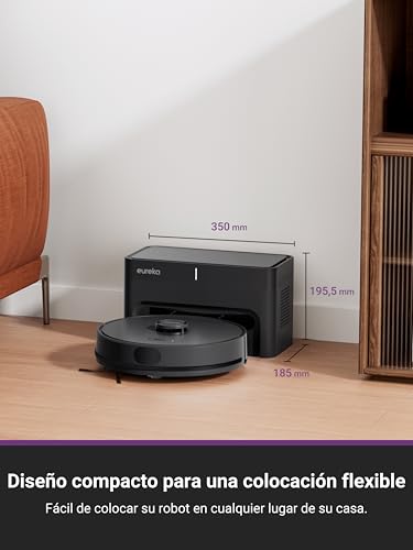 E6 Plus Robot Aspirador y Fregasuelos, 5000Pa Succión Potente, Base de Vaciado Automático 2.5L,Sistema LiDAR preciso, Control por App, Diseño Anti-enredo, Ahorrador de Espacio,Mapa Multicapa
