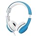 Volume Limited Wired Kids Headphones with Mic Detachable Cable and Sharing Music Ports for Children(Blue)
