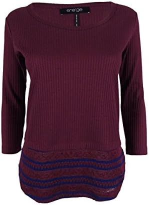 Energie Juniors' 3/4 Sleeve Layered Look Top (M, Winetasting/Medieval Blue)