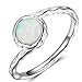 925 Sterling Silver Fire Opal Wedding Engagement Classical Solitaire Ring (Silver-Twisted, 8)
