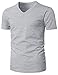 H2H Mens Short Sleeve Basic Slim Fit Tri-Blend or Cotton V Neck T Shirts Gray US L/Asia XL (KMTTS0481)