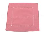 12 CleverDelights Pink Hemstitch Cocktail Napkins - 6