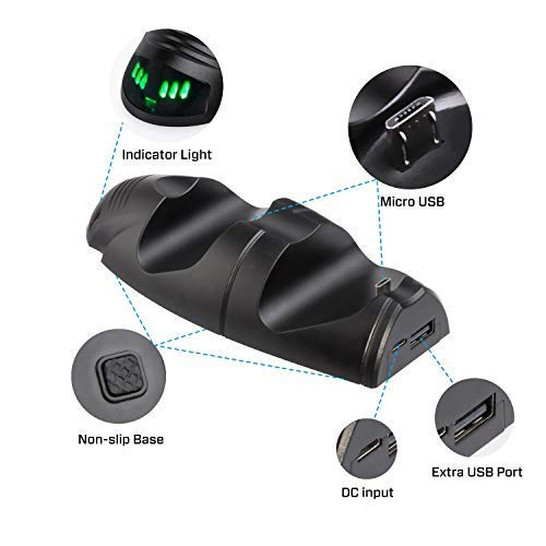 Anewish Playstation 4 Charging Station PS4 Controller Charger LED Indicator Sony Playstation 4 PS4/PS4 Pro/PS4 Slim Controller PS4 Charging Dock