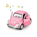 GEYIIE 1:38 Diecast Car Play Vehicles Classic Diecast Model Cars Moving Toys Pull Back Action with Lights and Music Pink