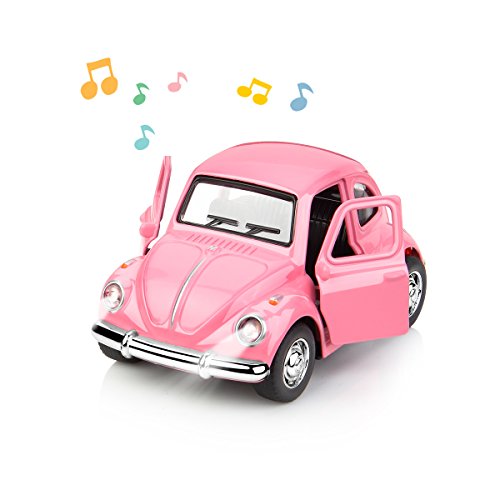 1:38 Diecast Car Play Vehicles Classic Diecast Model Cars Moving Toys Pull Back Action with Lights and Music Pink