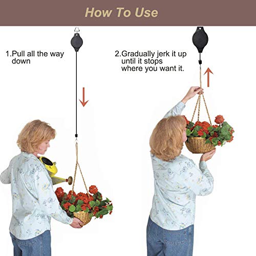 WXTOOLS 4 Pack Retractable Plant Pulley, Adjustable Hanging Flower