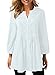 FARYSAYS Women's Casual Notch Neck Long Sleeve Pleated Button Down Loose Tunic Top Blouse T-Shirt
