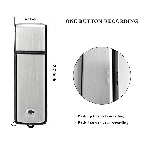 Mini Digital Voice Recorder, 8GB – 18 Hours Capacity Sound Audio Tape Recording Device, USB Rechargeable Sound Activated Recorder for Lectures Meetings