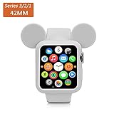 Navor Soft Silicone Protective Case Disney Character Mickey Mouse Ears Compatible with Apple Watch 42mm Series 1 2 3 [IWC-MK-01] Gray