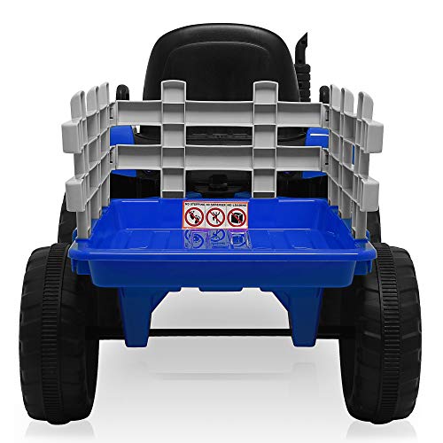 Kidzone 12V Kids Battery Powered Electric Tractor with Trailer Toddler