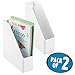 mDesign Plastic Slim Vertical File Folder Storage Organizer Bin with Handle - Hold Notebooks, Binders, Envelopes, Magazines for Home Office, Work Desktops, Ligne Collection, 2 Pack, White