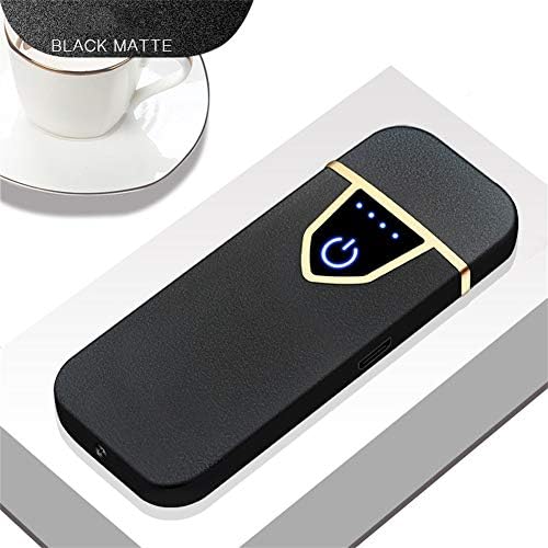 Harddo Fingerprint Lighter, Rechargeable USB Electronic Lighter Touching Fingerprint Flameless Plasma Lighter Windproof Electronic Cigarette Lighter for Candle, Cigarette