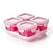 OXO Tot Glass Baby Blocks Food Storage Containers with Silicone Sleeves, Pink, 4 oz