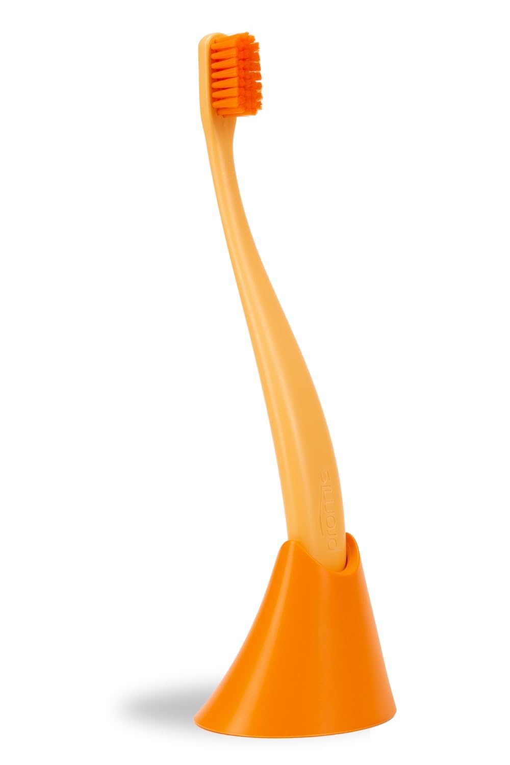 promis Brush & Holder: Sustainable Toothbrush & Toothbrush Holder in Bioplastic, 6750 Soft Bristles, Made in Germany, Italian Design (Orange)