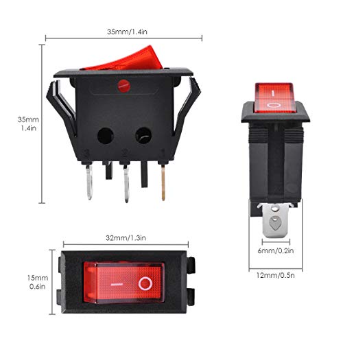 AutoEC On Off Rocker Switch, 10Pcs AC 15A/250V 20A/125V 3 Pin Mini SPST Toggle Switch, Use for Car Auto Boat Household Appliances