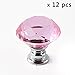 IQUALITE 12pcs Diamond Shape Crystal Glass 30mm Cabinet Drawer Knob Pink