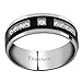 Titanium Ring Wedding Band Black Plated Round Cubic Zirconia Men Women 6/8mm